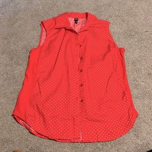 Red and white polka dot tank